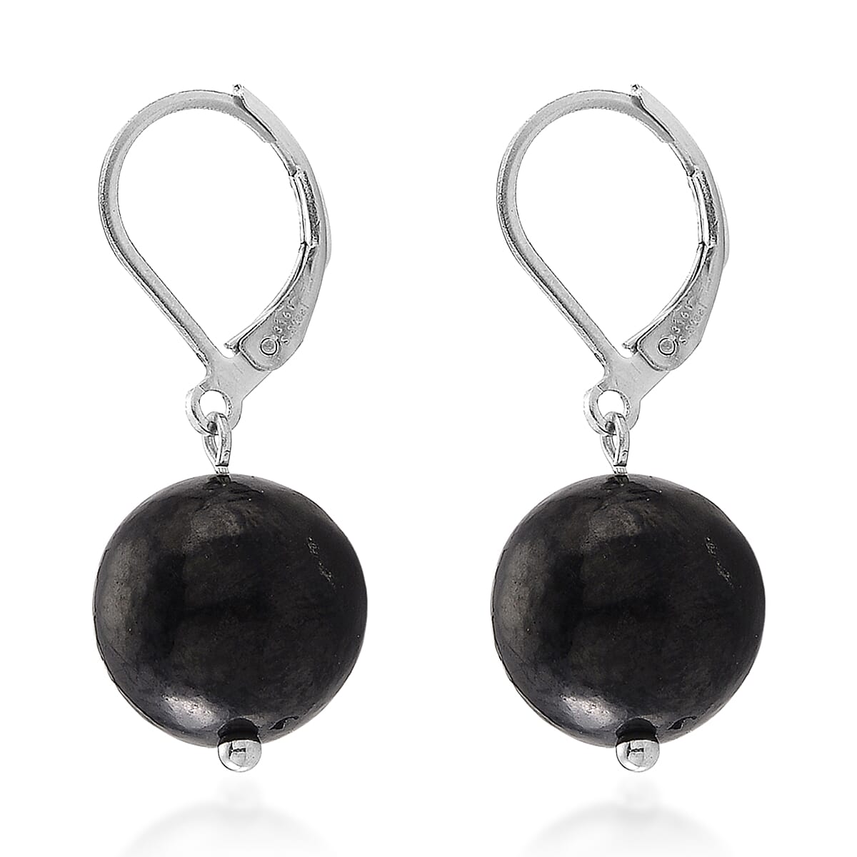 2 Piece Set - Natural Shungite Lever Back Earrings and Pendant with Chain (Size 20) 45.00 Ct.