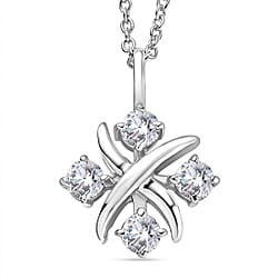 D'Joy 1 Ct. Moissanite Crisscross Cluster Pendant with Chain (Size 20) in Yellow Gold Plated Sterling Silver