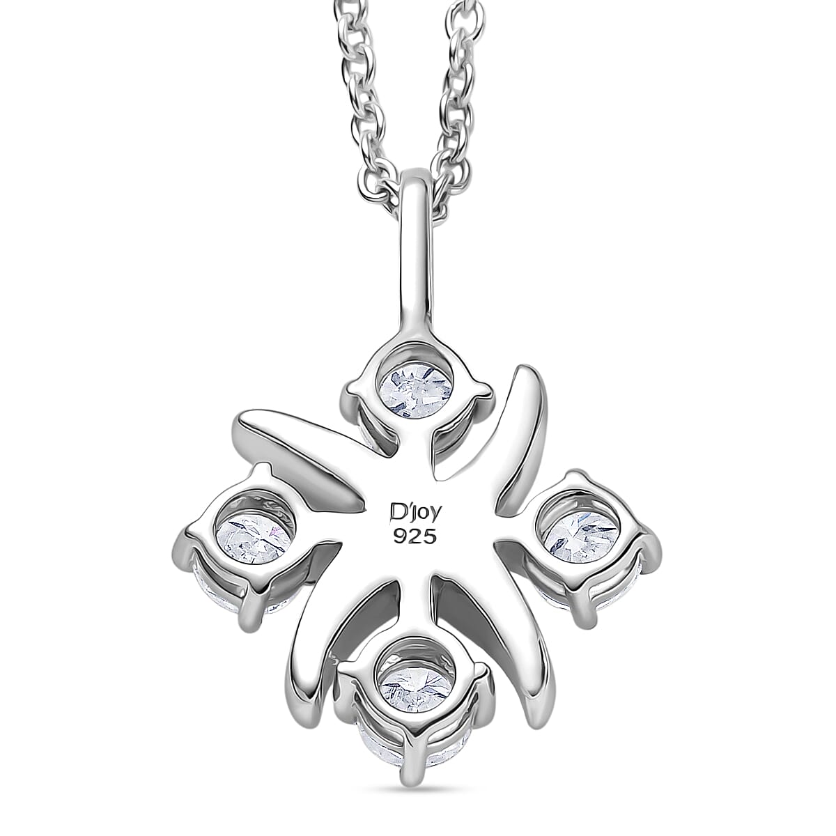 Moissanite Platinum Overlay Crisscross Cluster Pendant with Chain (Size 20) 1.00 Ct.