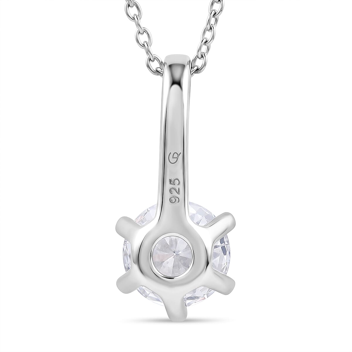 RACHEL GALLEY SGL Certified VS-EF Lab Grown Diamond Pendant with Chain (Size 20) in Rhodium Overlay Sterling Silver 1.00 Ct.