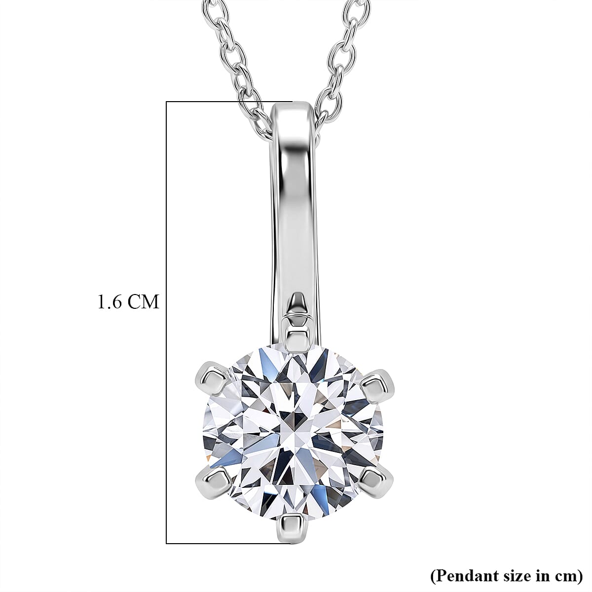 RACHEL GALLEY SGL Certified VS-EF Lab Grown Diamond Pendant with Chain (Size 20) in Rhodium Overlay Sterling Silver 1.00 Ct.