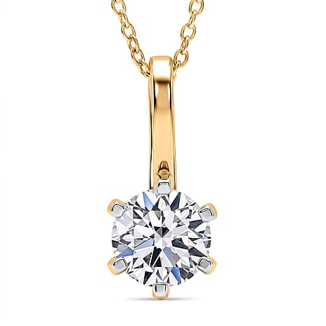 RACHEL GALLEY SGL Certified VS-EF Lab Grown Diamond Pendant with Chain (Size 20) in 18K Vermeil Yellow Gold Plated Sterling Silver 1.00 Ct.