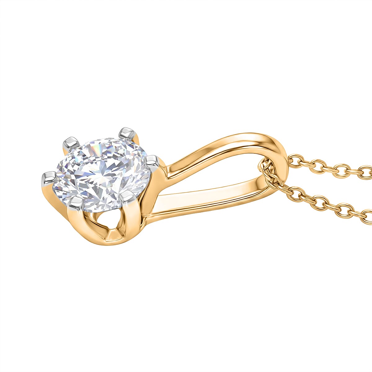 RACHEL GALLEY SGL Certified VS-EF Lab Grown Diamond Pendant with Chain (Size 20) in 18K Vermeil Yellow Gold Plated Sterling Silver 1.00 Ct.