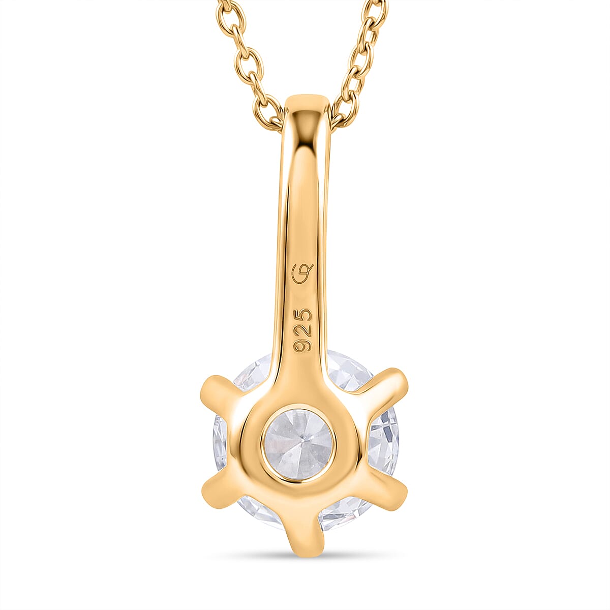 RACHEL GALLEY SGL Certified VS-EF Lab Grown Diamond Pendant with Chain (Size 20) in 18K Vermeil Yellow Gold Plated Sterling Silver 1.00 Ct.