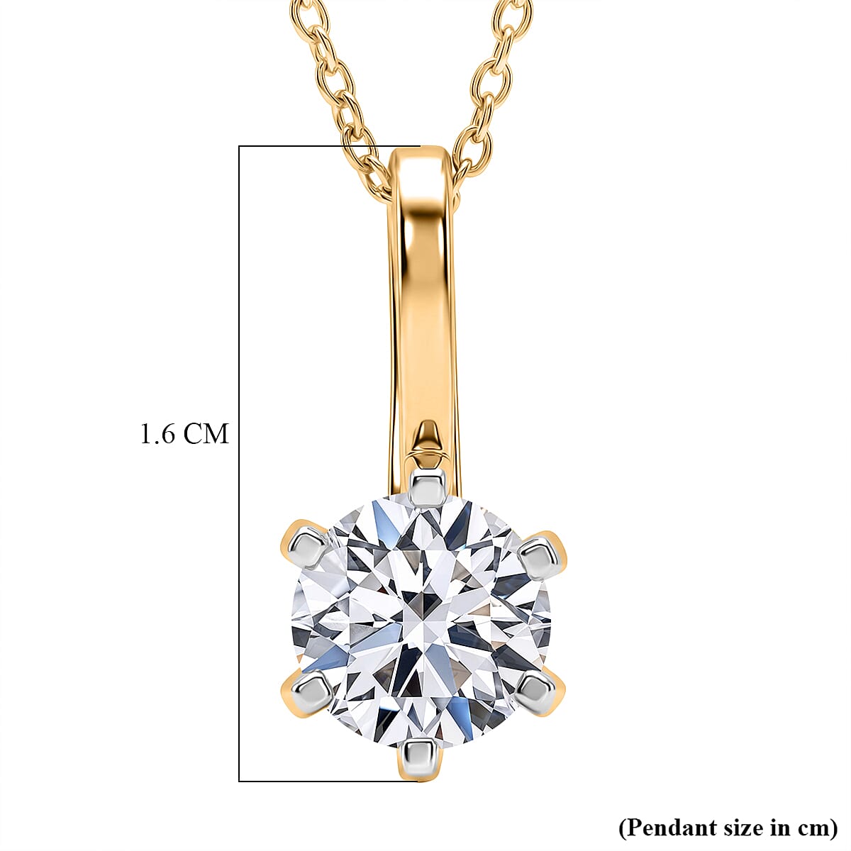 RACHEL GALLEY SGL Certified VS-EF Lab Grown Diamond Pendant with Chain (Size 20) in 18K Vermeil Yellow Gold Plated Sterling Silver 1.00 Ct.
