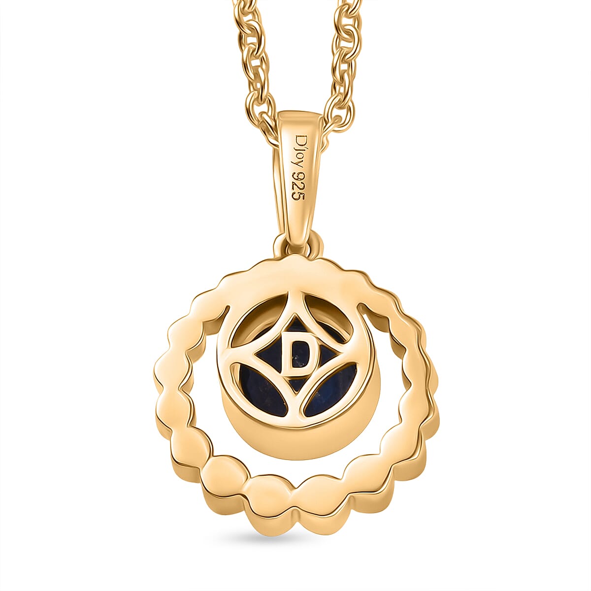 D'Joy AAA Natural Kashmir Kyanite Solitiare Pendant with Chain (Size 20) in Yellow Gold Plated Sterling Silver 1.15 Ct.