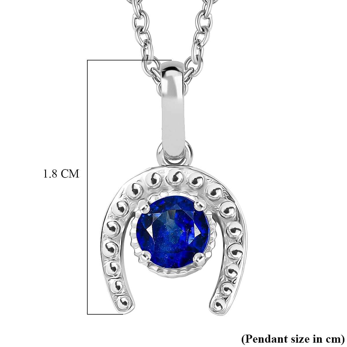 D'Joy AAA Natural Kashmir Kyanite Horseshoe Pendant with Chain (Size 20) in Platinum Overlay Sterling Silver