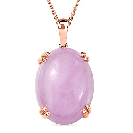 Natural Galileia Kunzite Pendant with Chain (Size 20) in Rose Gold Plated Sterling Silver 22.72 Ct.