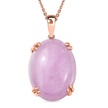 Natural Galileia Kunzite Solitaire Pendant with Chain (Size 20) in Rose Gold Plated Sterling Silver 22.72 Ct. Natural Galileia Kunzite Solitaire Pendant with Chain (Size 20) in Rose Gold Plated Sterling Silver 22.72 Ct.