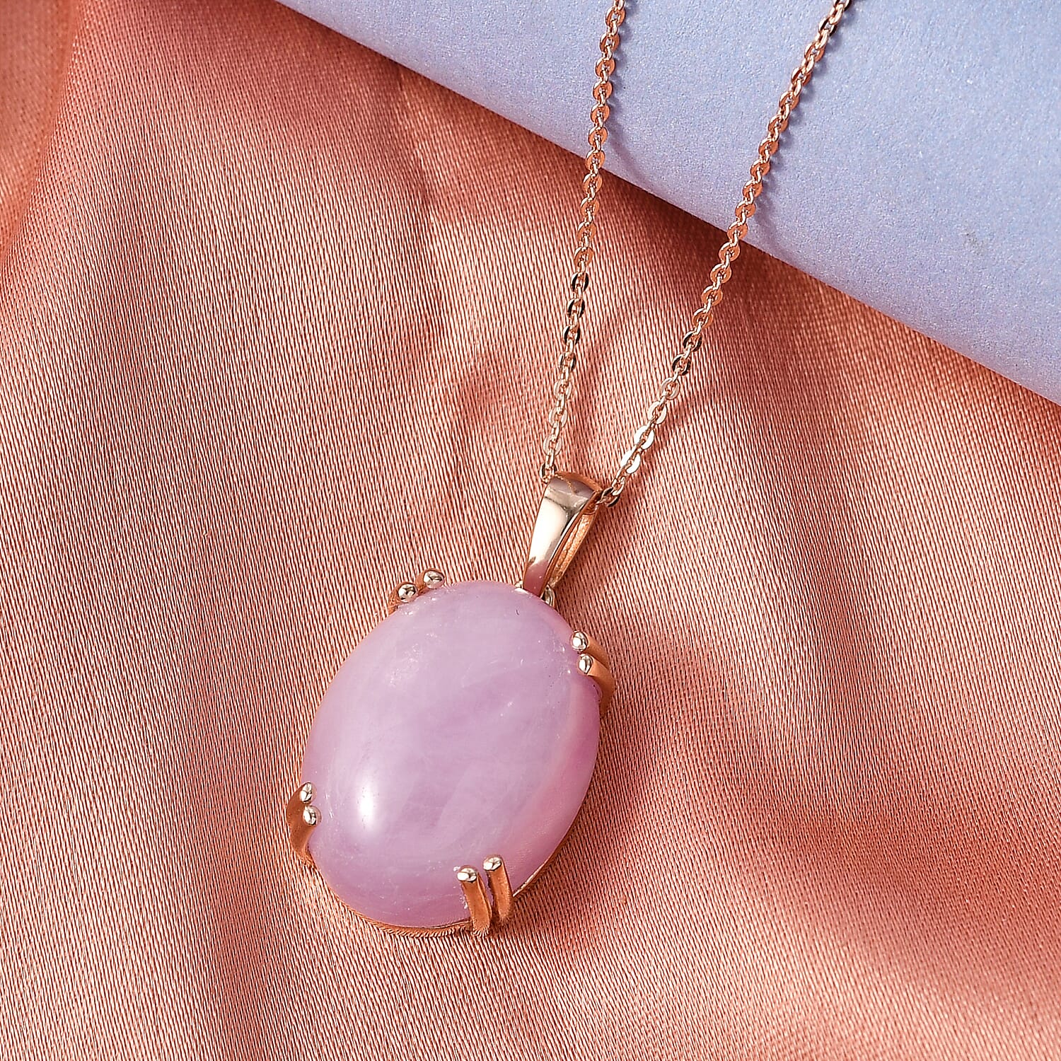 Natural Galileia Kunzite Pendant with Chain (Size 20) in Rose Gold Plated Sterling Silver 22.72 Ct.