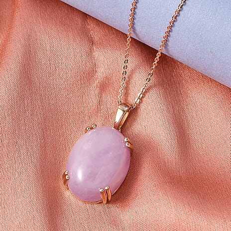 Natural Galileia Kunzite Pendant with Chain (Size 20) in Rose Gold Plated Sterling Silver 22.72 Ct.