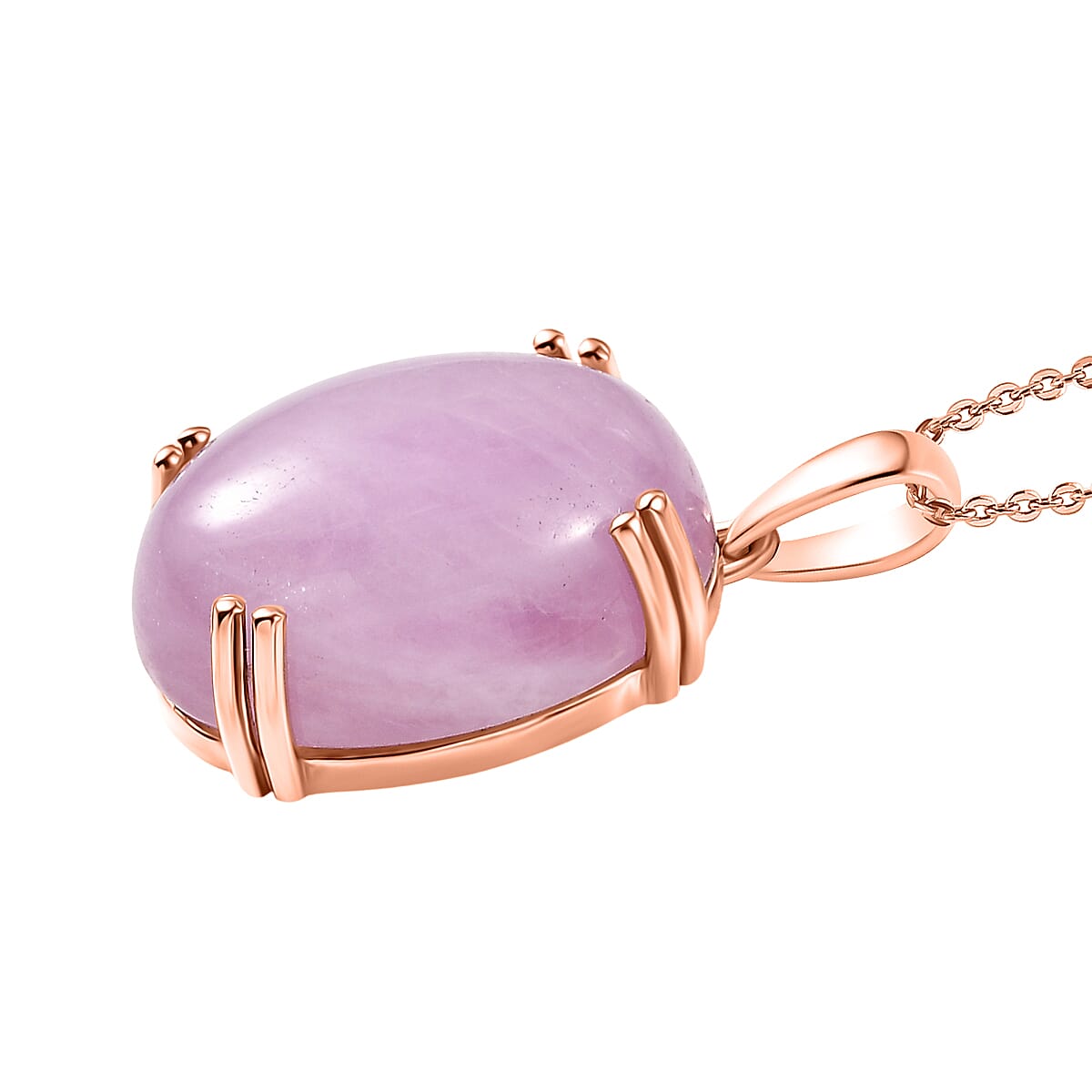 Natural Galileia Kunzite Pendant with Chain (Size 20) in Rose Gold Plated Sterling Silver 22.72 Ct.
