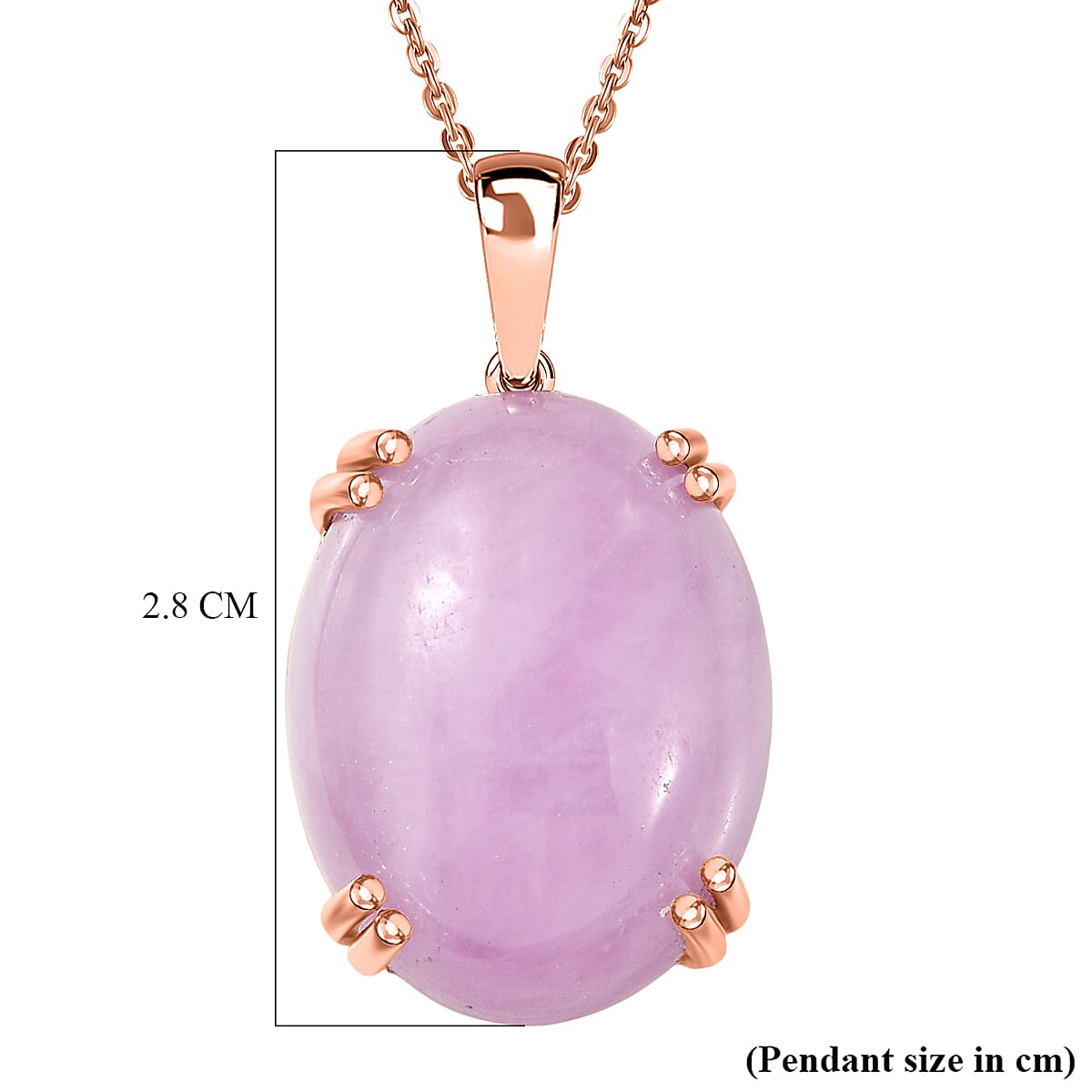Natural Galileia Kunzite Pendant with Chain (Size 20) in Rose Gold Plated Sterling Silver 22.72 Ct.