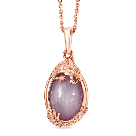 D'Joy Natural Kunzite Oval Cut Pendant with Chain (Size 20) in Rose Gold Plated Sterling Silver 6.67 Ct. D'Joy Natural Kunzite Oval Cut Pendant with Chain (Size 20) in Rose Gold Plated Sterling Silver 6.67 Ct.