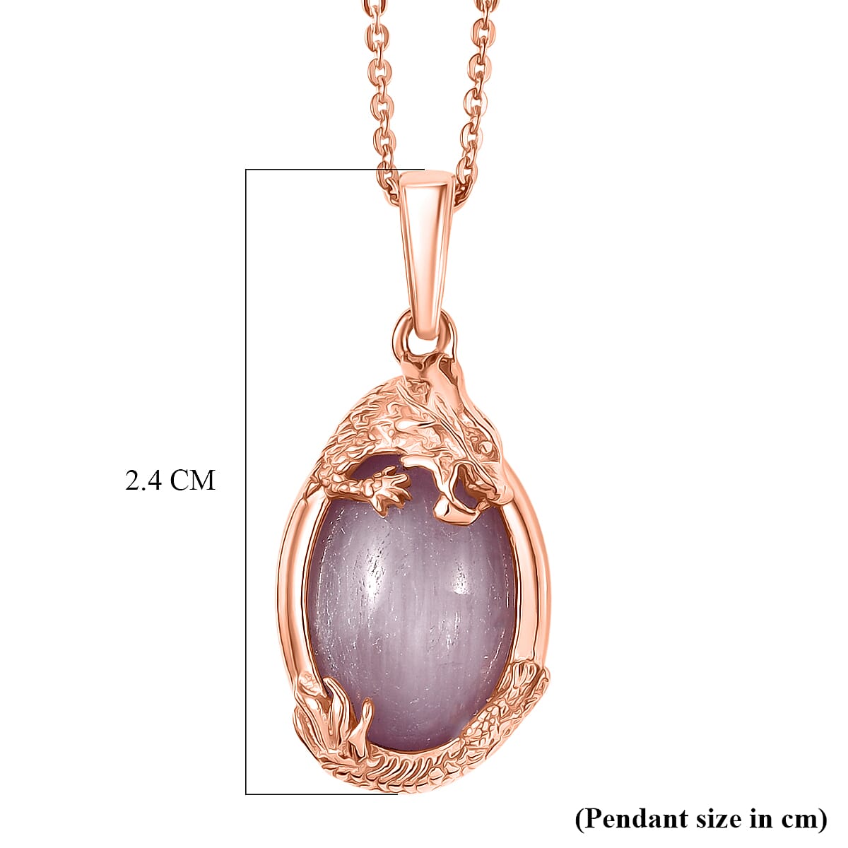 D'Joy Natural Kunzite Oval Cut Pendant with Chain (Size 20) in Rose Gold Plated Sterling Silver 6.67 Ct.