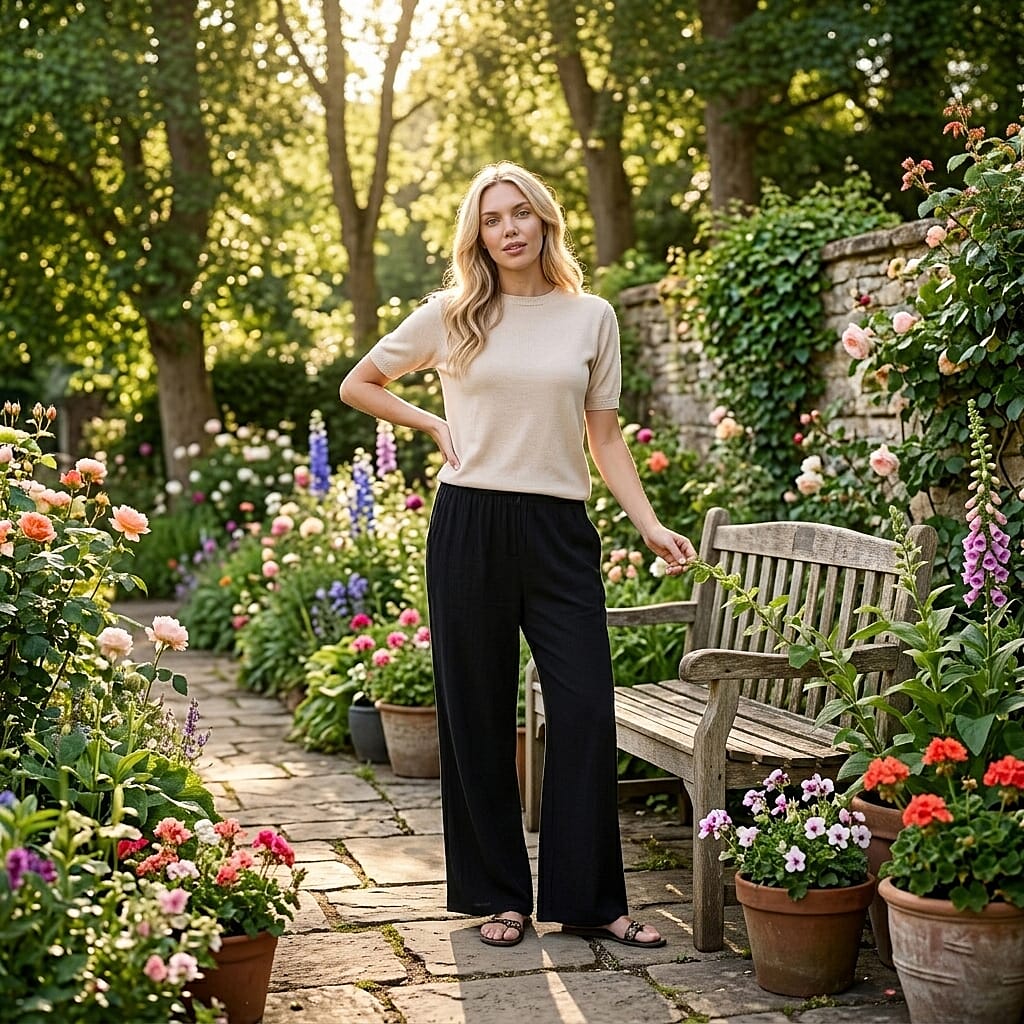 & Maisi Set Of 2 Printed And Solid Color Wide-Leg Trousers