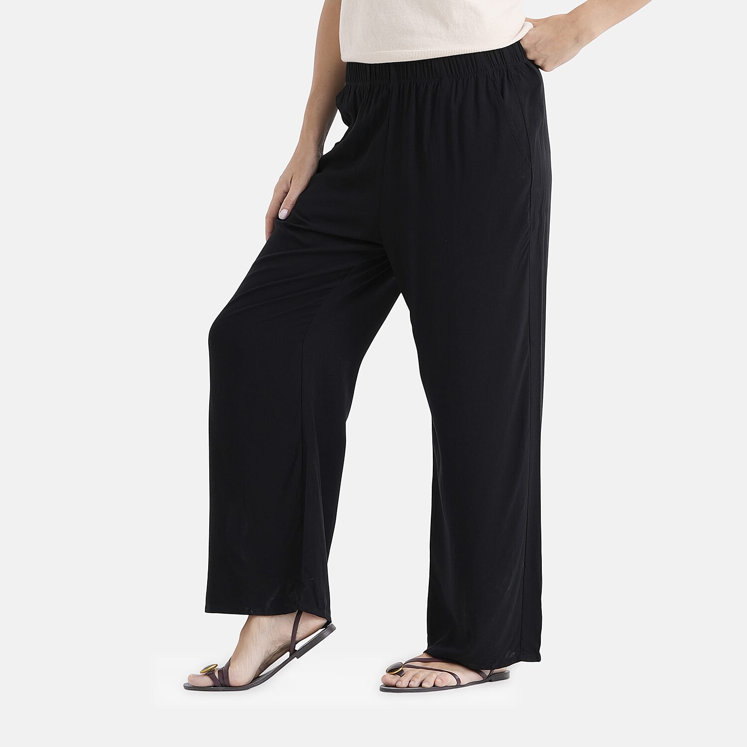 & Maisi Set Of 2 Printed And Solid Color Wide-Leg Trousers