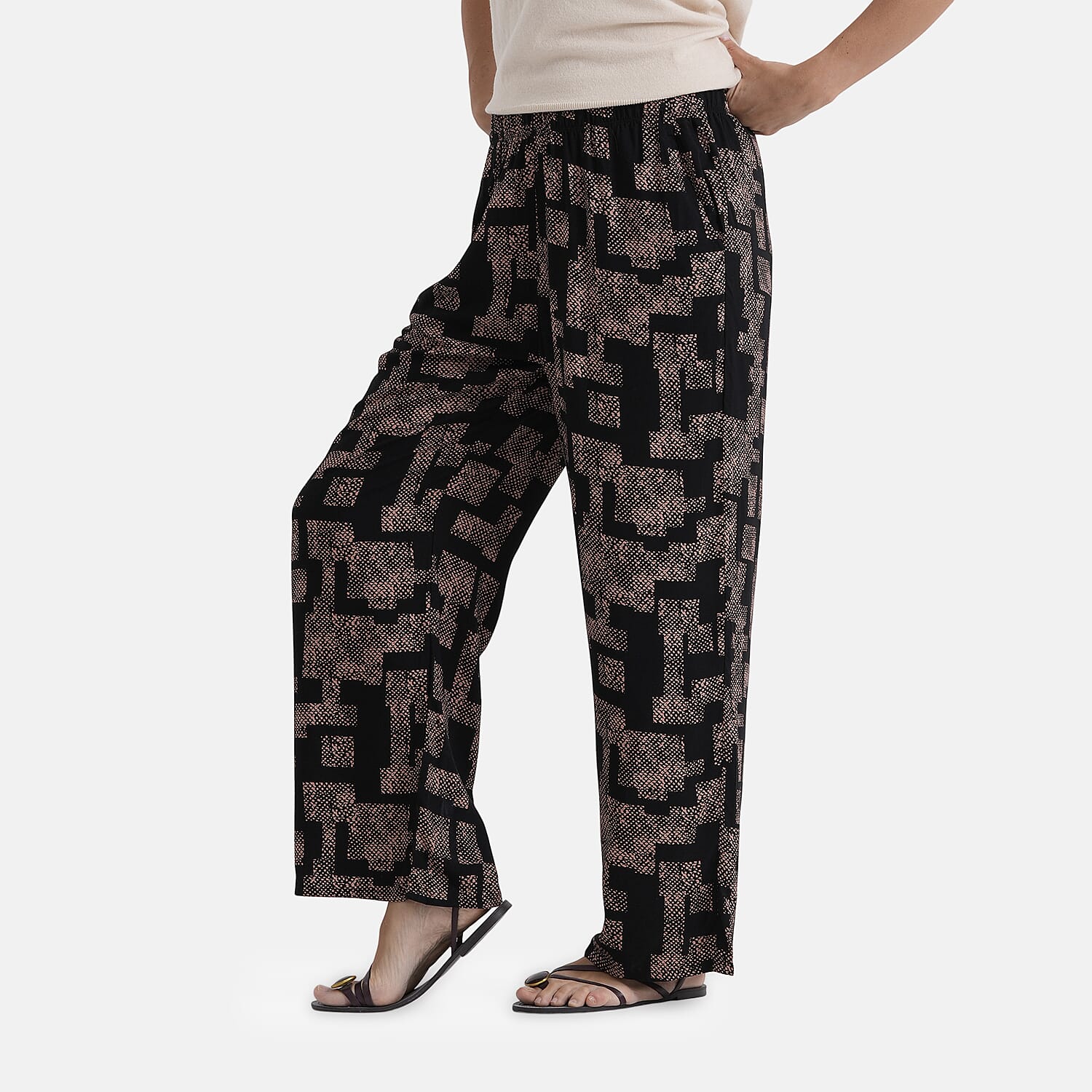 & Maisi Set Of 2 Printed And Solid Color Wide-Leg Trousers
