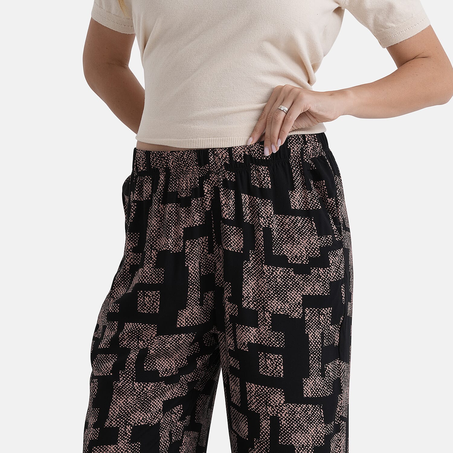 & Maisi Set Of 2 Printed And Solid Color Wide-Leg Trousers