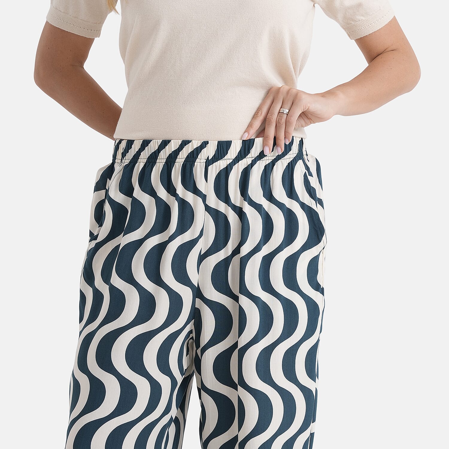 & Maisi Set Of 2 Printed And Solid Color Wide-Leg Trousers