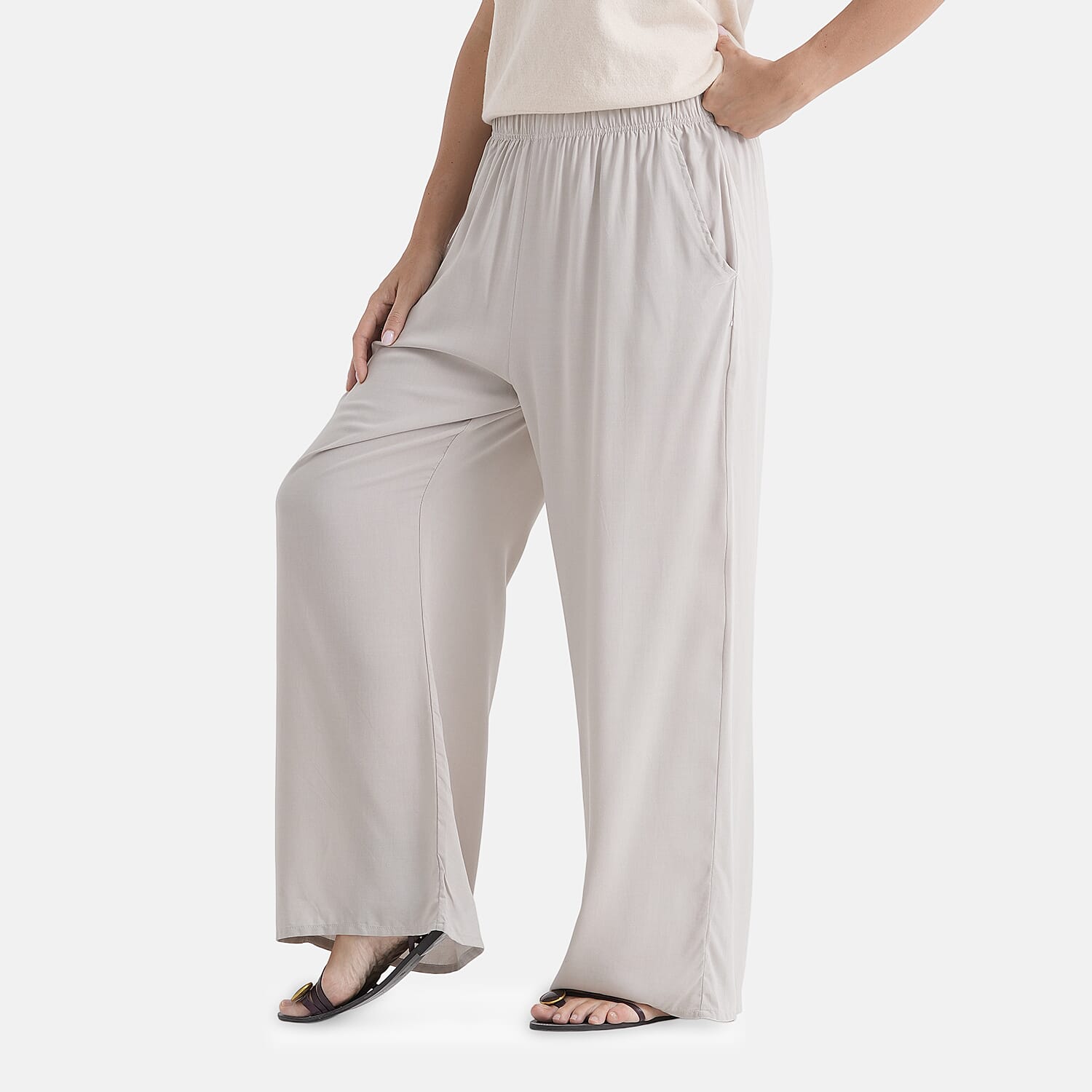 & Maisi Set Of 2 Printed And Solid Color Wide-Leg Trousers