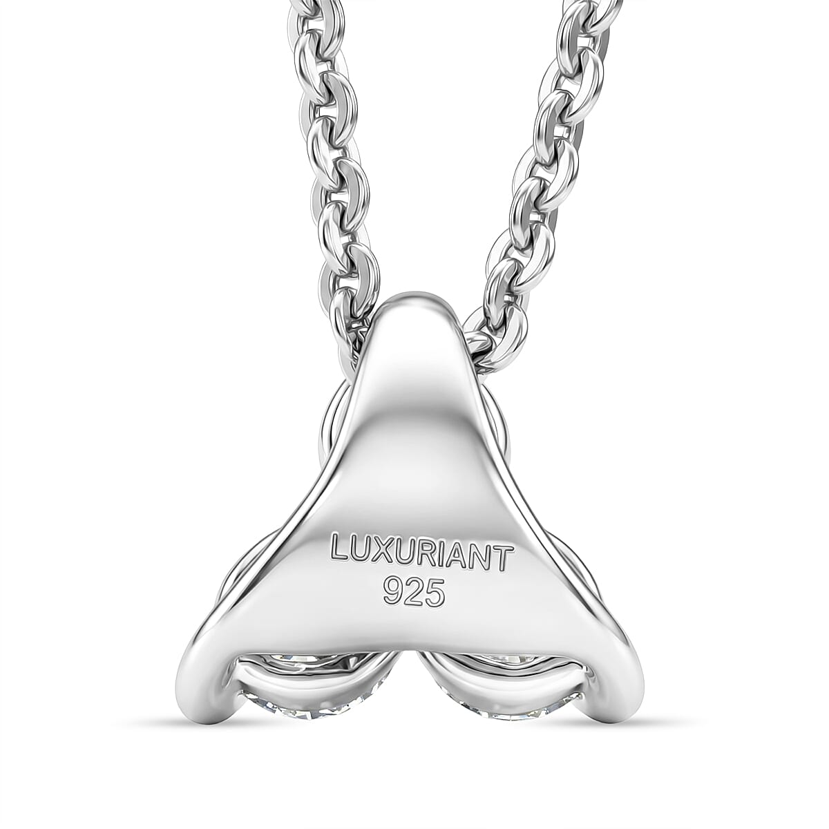 Luxuriant SI-G-H Lab Grown Diamond Trilogy Pendant with Chain (Size 20) in Rhodium Overlay Sterling Silver