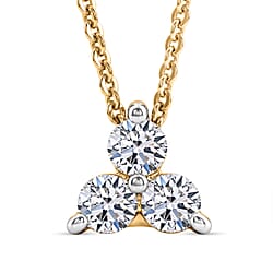 LUXURIANT Lab Grown Diamond Trilogy Pendant with Chain (Size 20) in Rhodium Overlay Sterling Silver