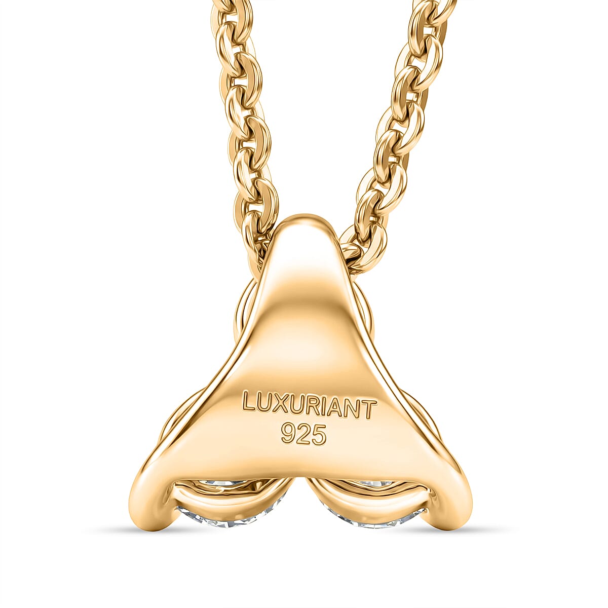 Luxuriant SI-G-H Lab Grown Diamond Trilogy Pendant with Chain (Size 20) in 18K Vermeil Yellow Gold Plated Sterling Silver