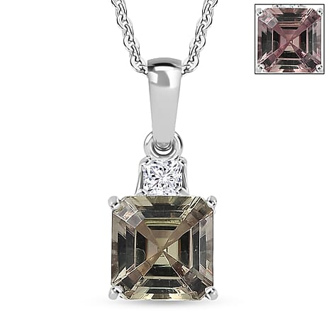 Luxuriant - Natural AAA Turkizite & SI-G-H Lab Grown Diamond Pendant with Chain (Size 20) in Rhodium Overlay Sterling Silver 2.20 Ct.