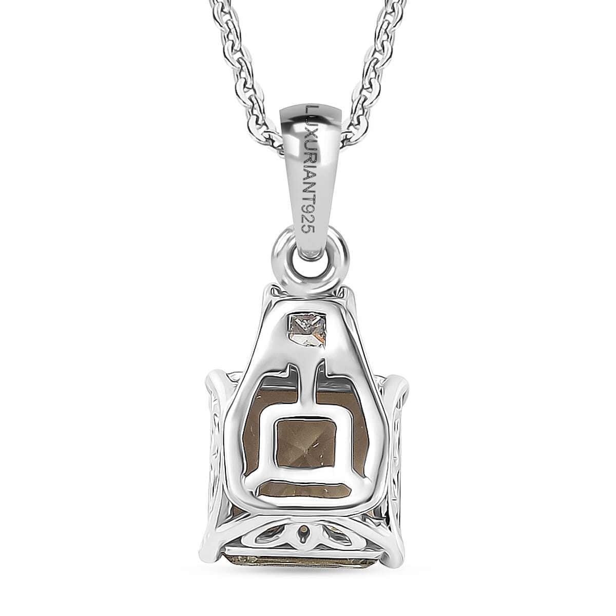 Luxuriant - Natural AAA Turkizite & SI-G-H Lab Grown Diamond Pendant with Chain (Size 20) in Rhodium Overlay Sterling Silver 2.20 Ct.