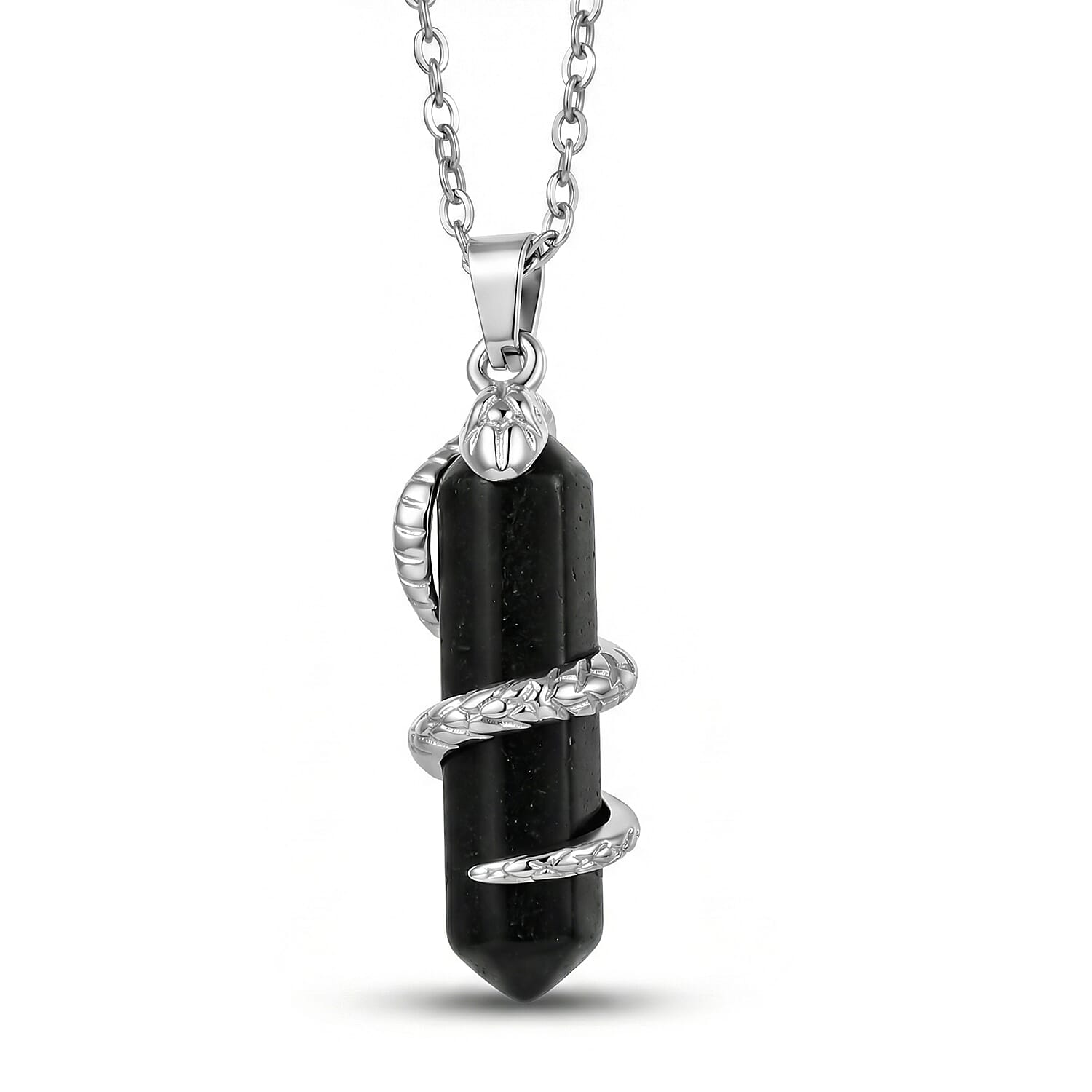 Natural Shungite Snake Pendant with Chain (Size 20) 20.00 Ct