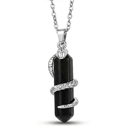 Natural Shungite Snake Pendant with Chain (Size 20) 20.00 Ct