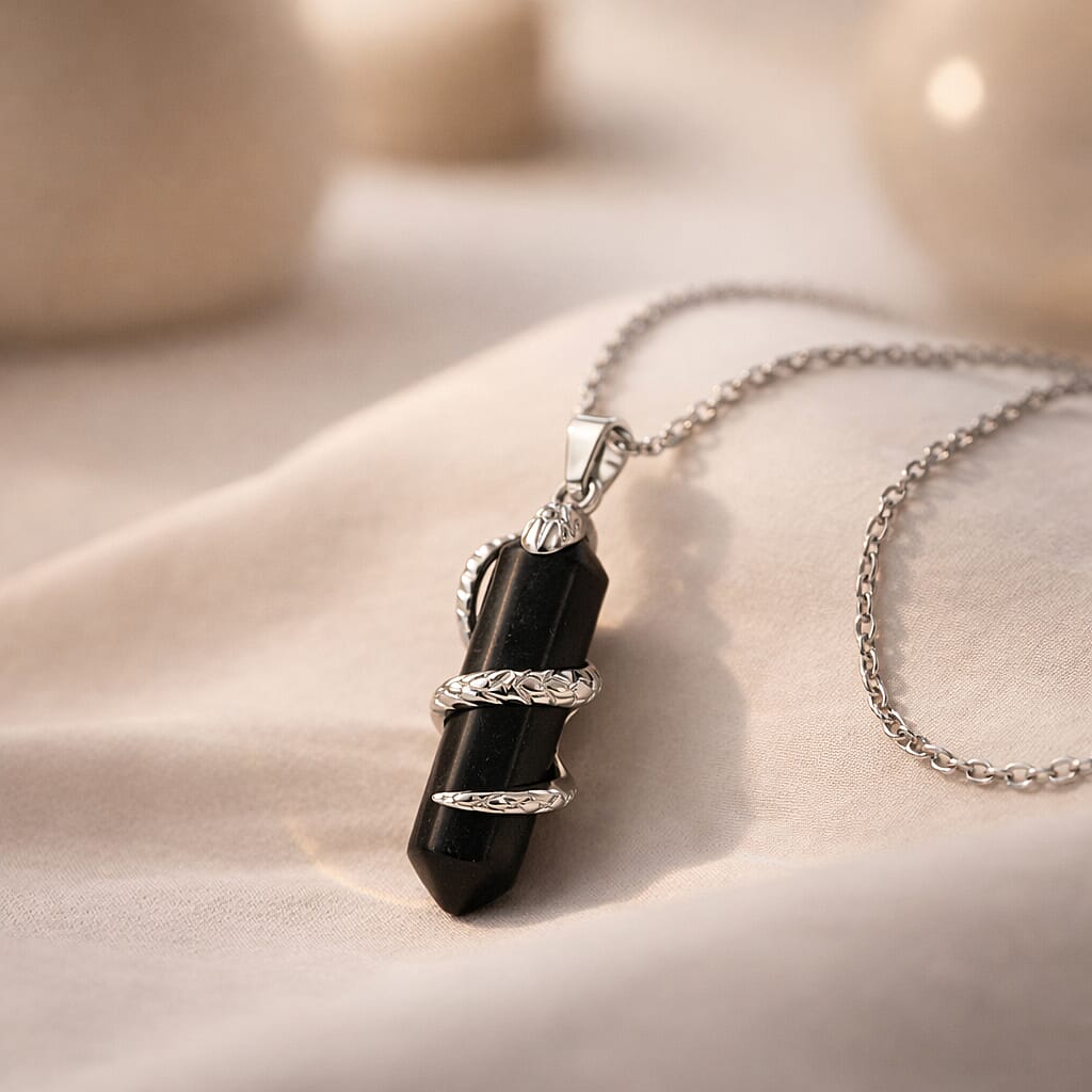 Natural Shungite Snake Pendant with Chain (Size 20) 20.00 Ct