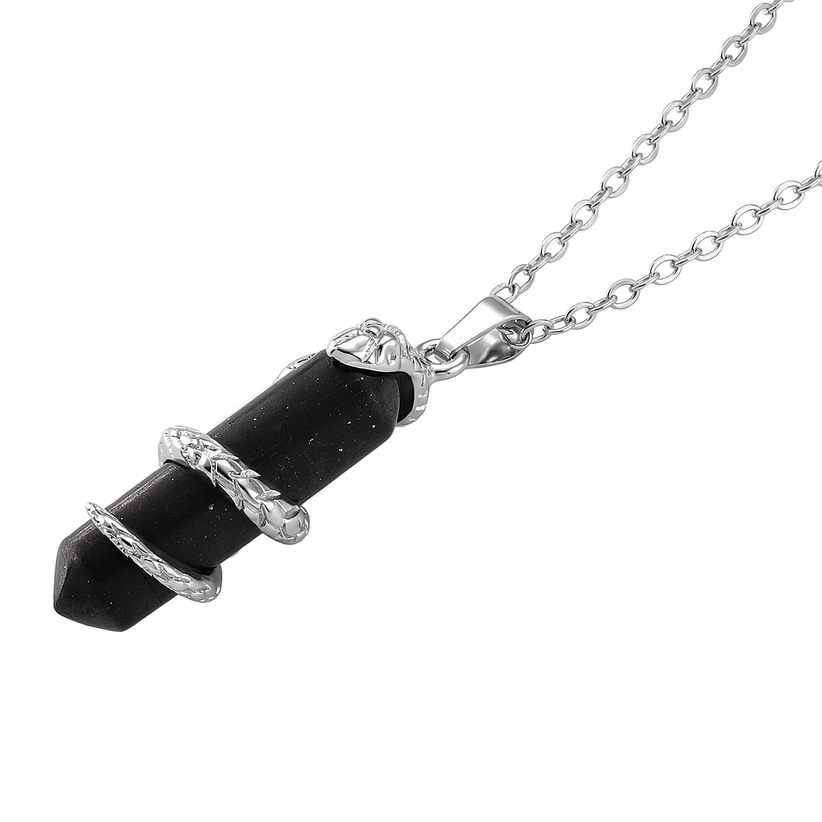 Natural Shungite Snake Pendant with Chain (Size 20) 20.00 Ct