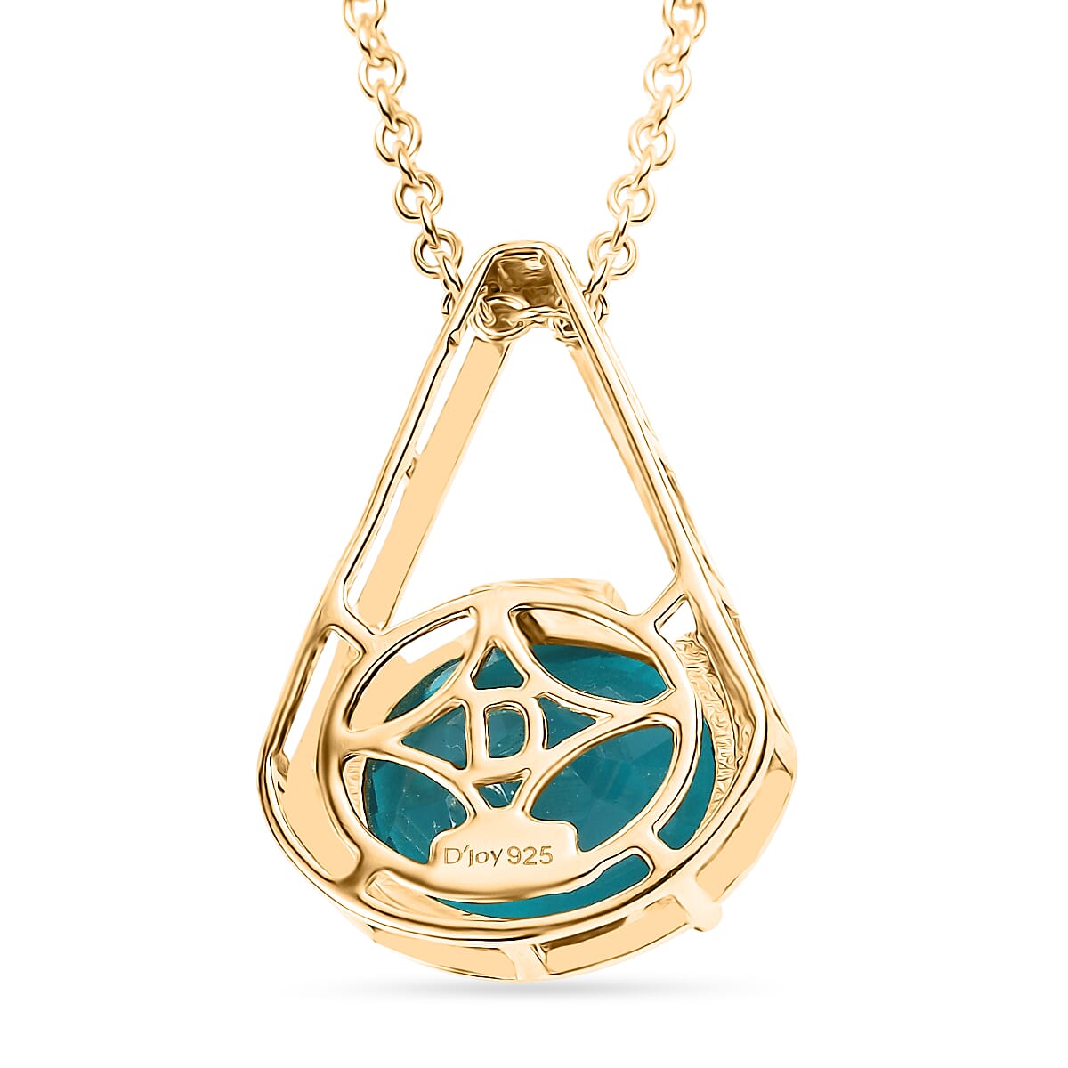 D'Joy Capri Blue Triplet Quartz Pendant with Chain (Size 20) in Yellow Gold Tone 5.00 Ct.