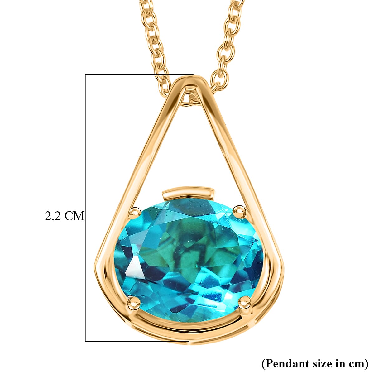D'Joy Capri Blue Triplet Quartz Pendant with Chain (Size 20) in Yellow Gold Tone 5.00 Ct.