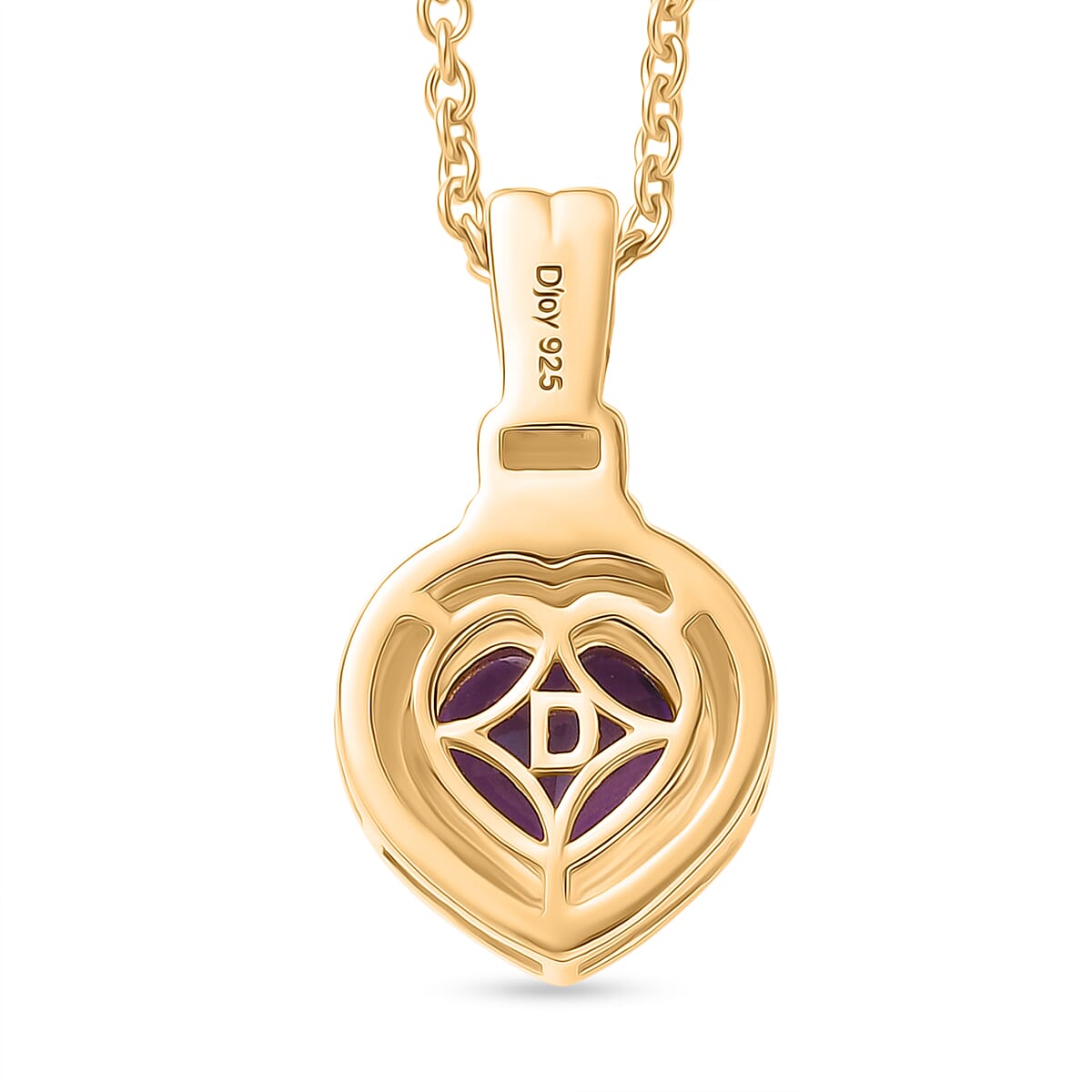 D'Joy - African Amethyst & White Zircon Pendant with Chain (Size 20) in Yellow Gold Tone 1.65 Ct.
