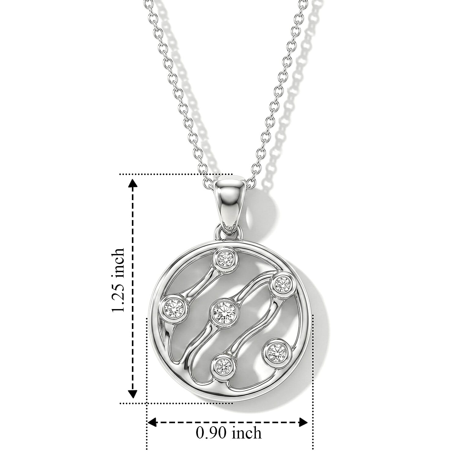 Lucy Q - Lab Grown Diamond Pendant with Chain (Size 18-2 Ext) in Rhodium Overlay Sterling Silver 0.36 Ct.