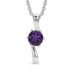AAA African Amethyst Sterling Silver Pendant with Chain (Size 20) 1.17 Ct.