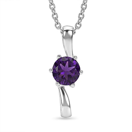 AAA African Amethyst Sterling Silver Pendant with Chain (Size 20) 1.17 Ct.