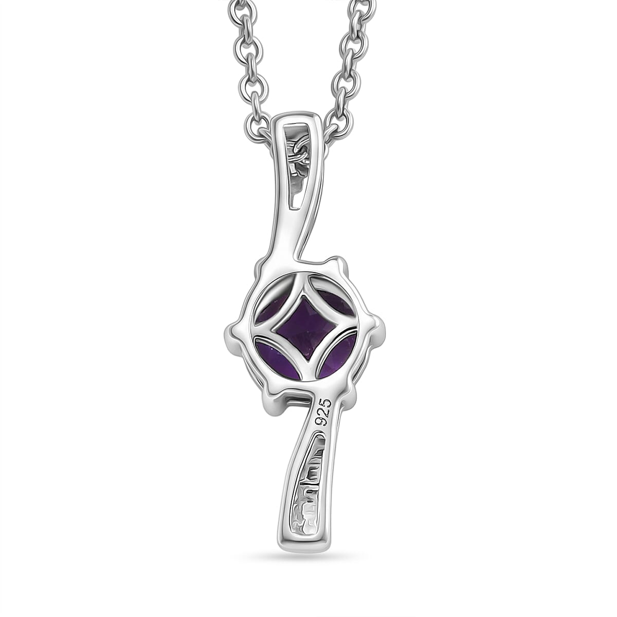 AAA African Amethyst Sterling Silver Pendant with Chain (Size 20) 1.17 Ct.