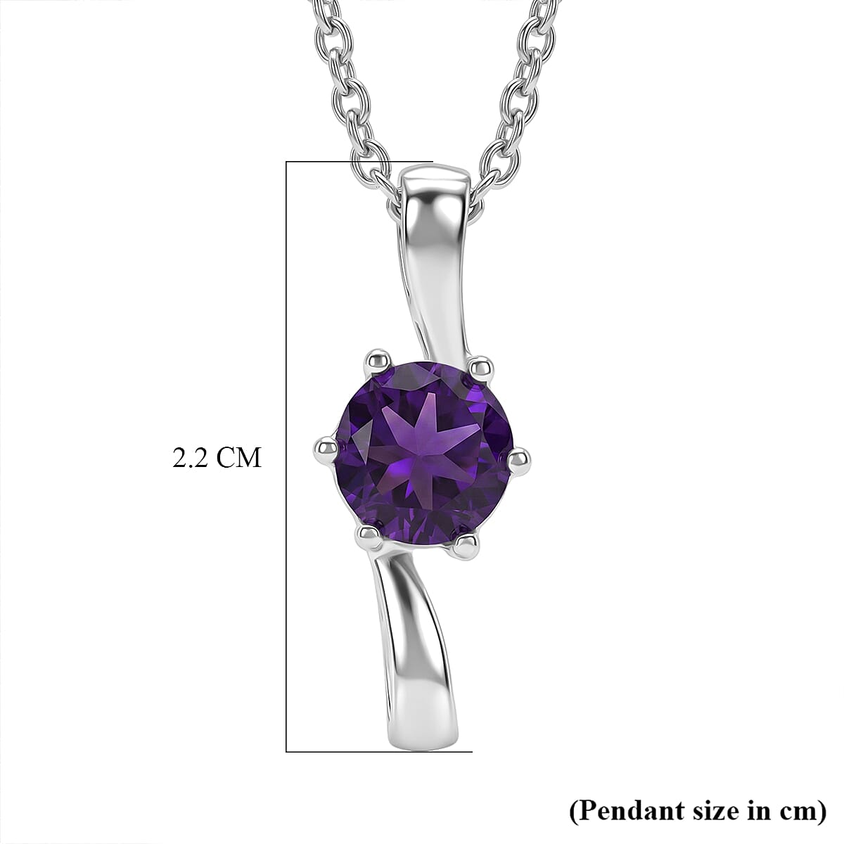 AAA African Amethyst Sterling Silver Pendant with Chain (Size 20) 1.17 Ct.