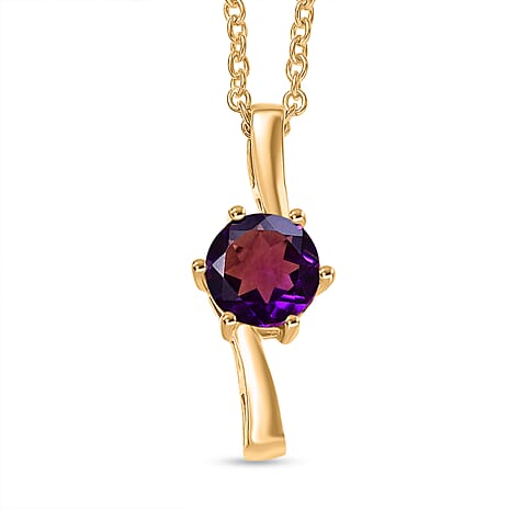 AAA African Amethyst Pendant in Gold Overlay Sterling Silver with Chain (Size 20)  1.17 Ct.