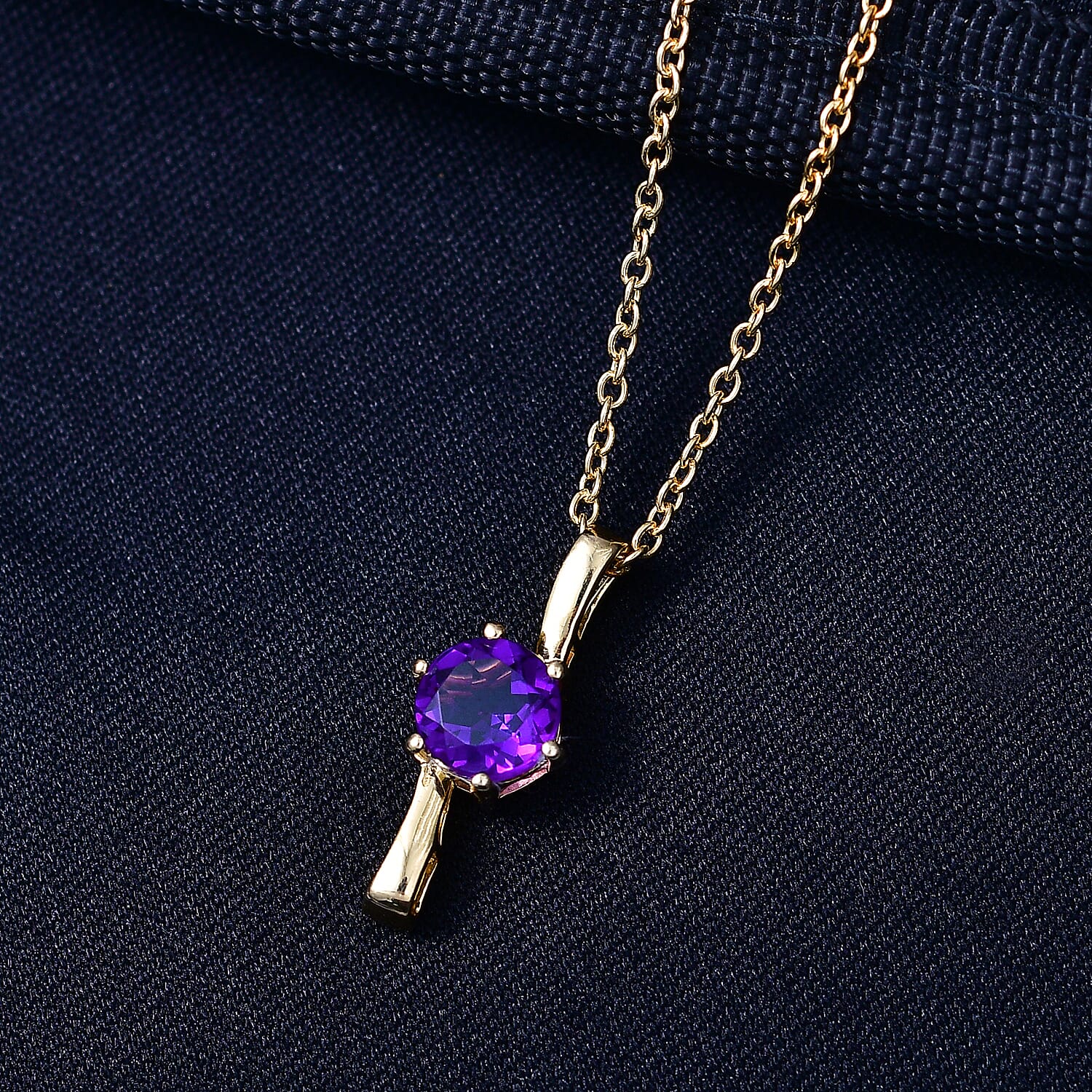 AAA African Amethyst Pendant in Gold Overlay Sterling Silver with Chain (Size 20)  1.17 Ct.