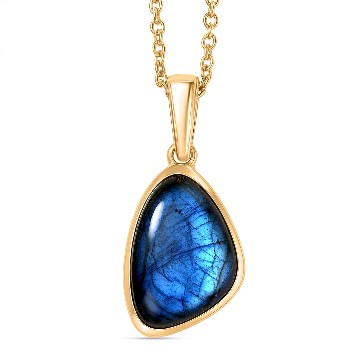 EverTrue - Labradorite Pendant with Chain (Size 20) in Yellow Gold Tone 7.00 Ct.