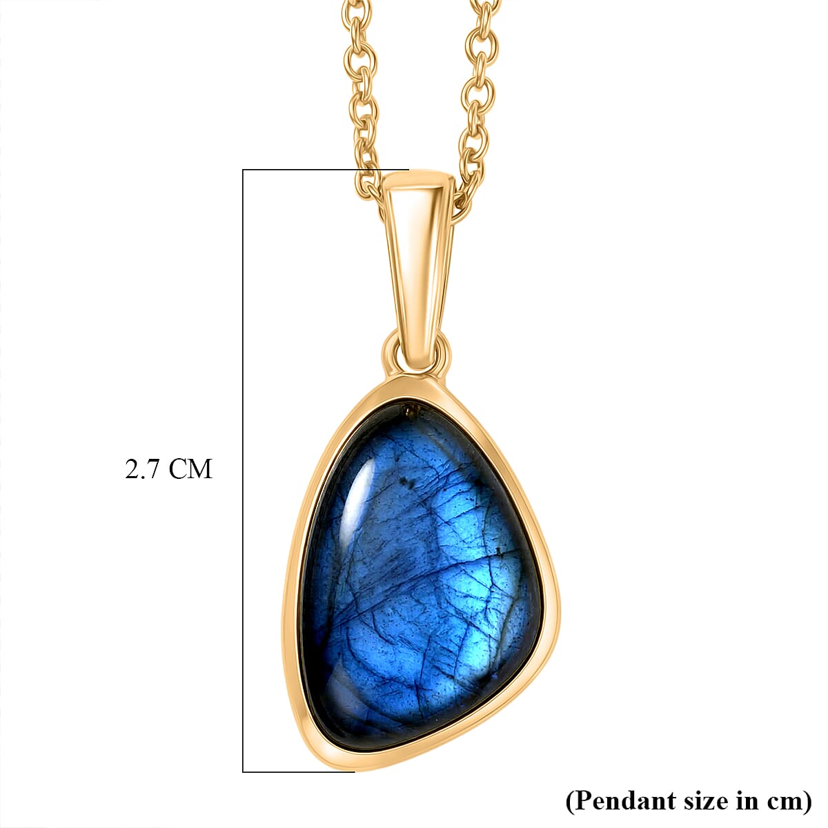 EverTrue - Labradorite Pendant with Chain (Size 20) in Yellow Gold Tone 7.00 Ct.