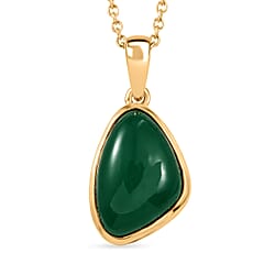 EverTrue - Green Onyx Solitaire Pendant with Chain (Size 20) in Yellow Gold Tone 6.94 Ct.