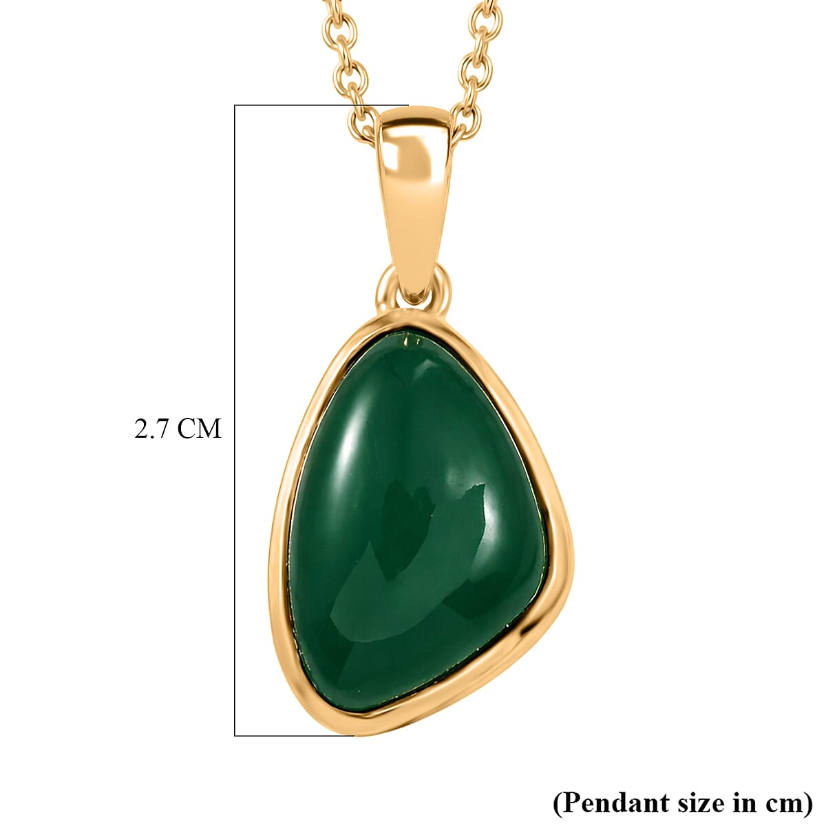 EverTrue - Green Onyx Solitaire Pendant with Chain (Size 20) in Yellow Gold Tone 6.94 Ct.