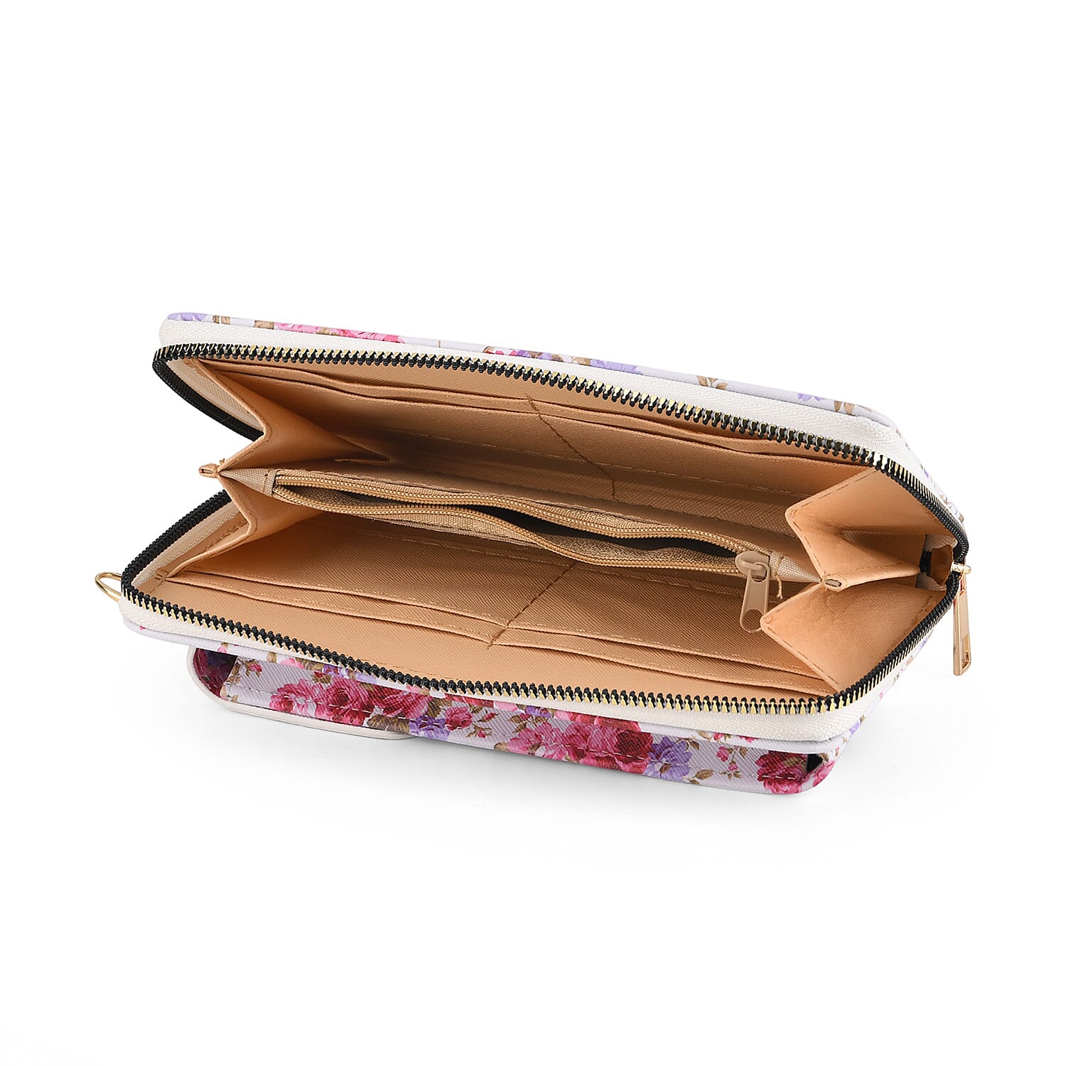 LA MAREY Set of 2- RFID Smartphone Floral Crossbody Bag & Floral Cuff Bracelet Gift Set - Pink