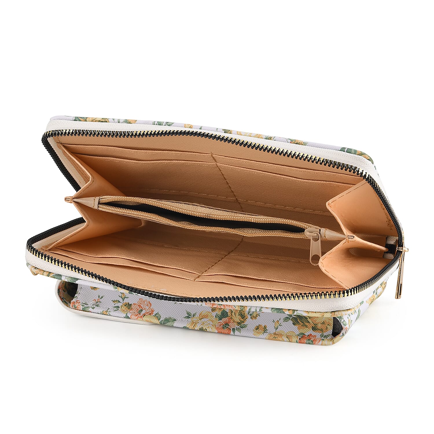 LA MAREY Set of 2- RFID Smartphone Floral Crossbody Bag & Dargonfly Cuff Bracelet Gift Set - Yellow